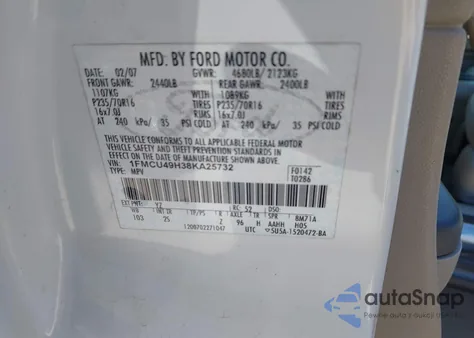 2008 Ford Escape Hybrid from USA, damaged, VIN 1FMCU49H38KA25732